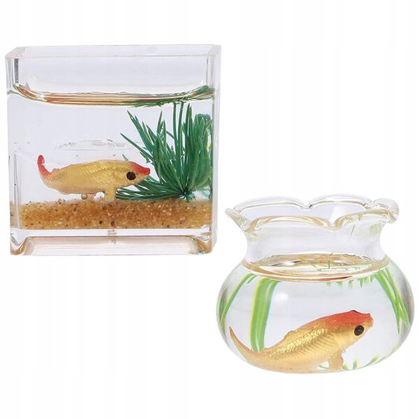 Mini Acquari Acrilici Decorativi con Pesci Rossi - Set da 2 Pezzi