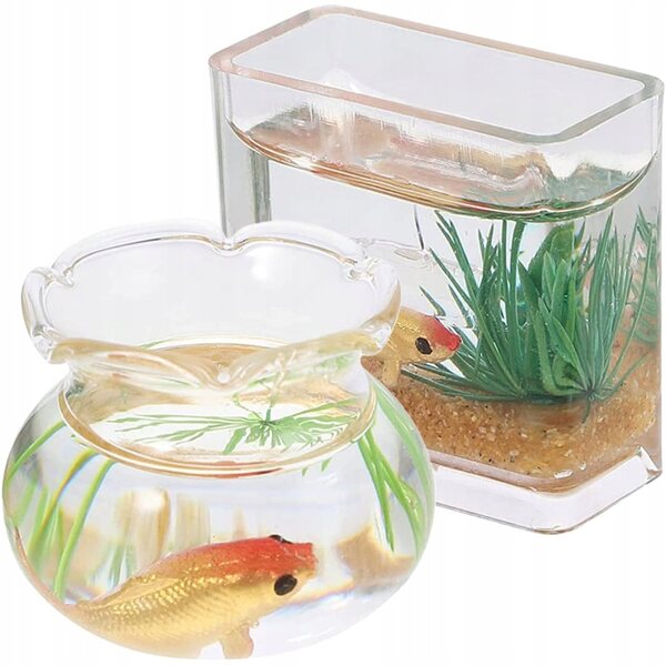 Mini Acquari Acrilici Decorativi con Pesci Rossi - Set da 2 Pezzi
