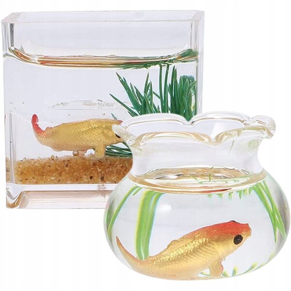 Mini Acquari Acrilici Decorativi con Pesci Rossi - Set da 2 Pezzi