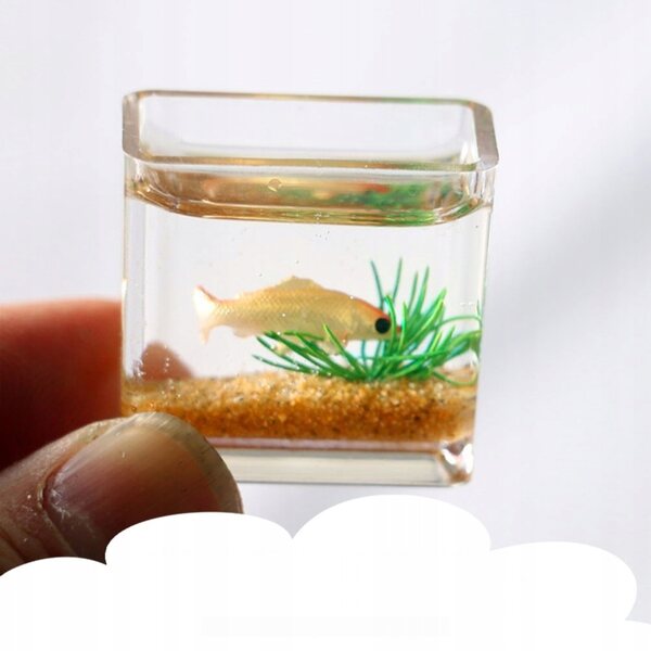 Mini Acquari Acrilici Decorativi con Pesci Rossi - Set da 2 Pezzi