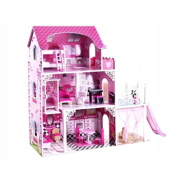 Casa delle bambole in legno iMex Toys Lille con illuminazione a LED e scivolo