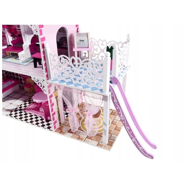 Casa delle bambole in legno iMex Toys Lille con illuminazione a LED e scivolo