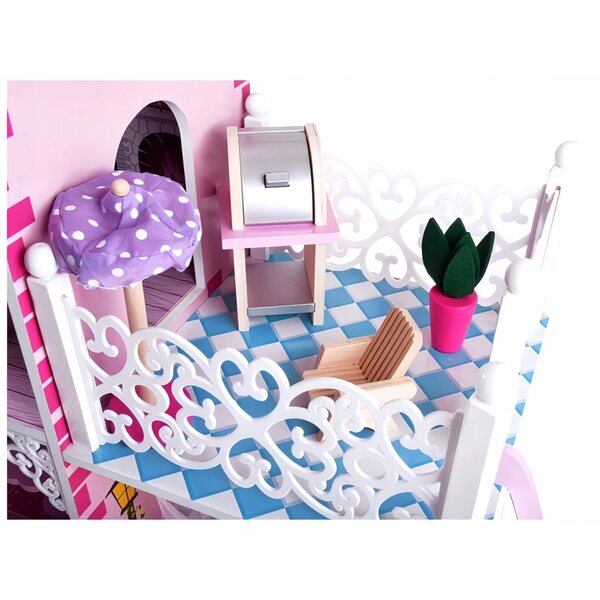 Casa delle bambole in legno iMex Toys Lille con illuminazione a LED e scivolo