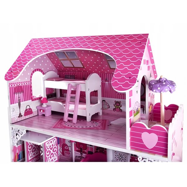 Casa delle bambole in legno iMex Toys Lille con illuminazione a LED e scivolo