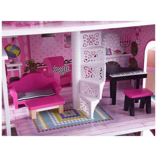 Casa delle bambole in legno iMex Toys Lille con illuminazione a LED e scivolo