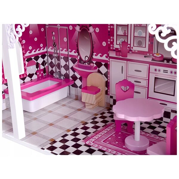 Casa delle bambole in legno iMex Toys Lille con illuminazione a LED e scivolo