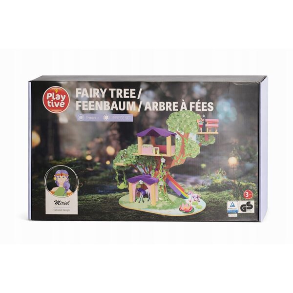 Playtive albero fiabesco con casetta, scivolo e altalena in legno per bambini