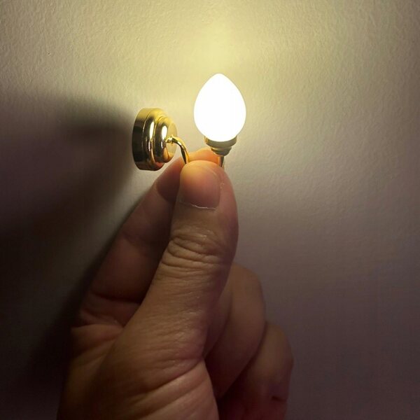 Mini lampada LED da parete per casa delle bambole in metallo scala 1:12