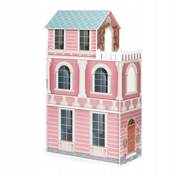 Großes Puppenhaus aus Holz mit bunten Möbeln 106 cm Ecotoys