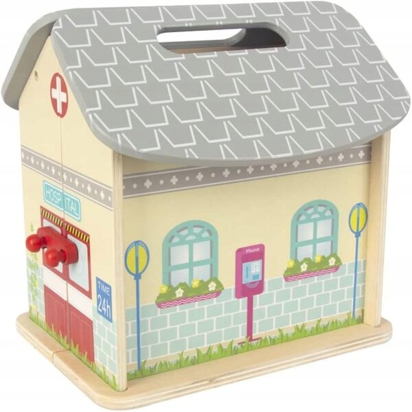 Casa delle bambole giocosa in legno 19 cm - set ospedale educativo