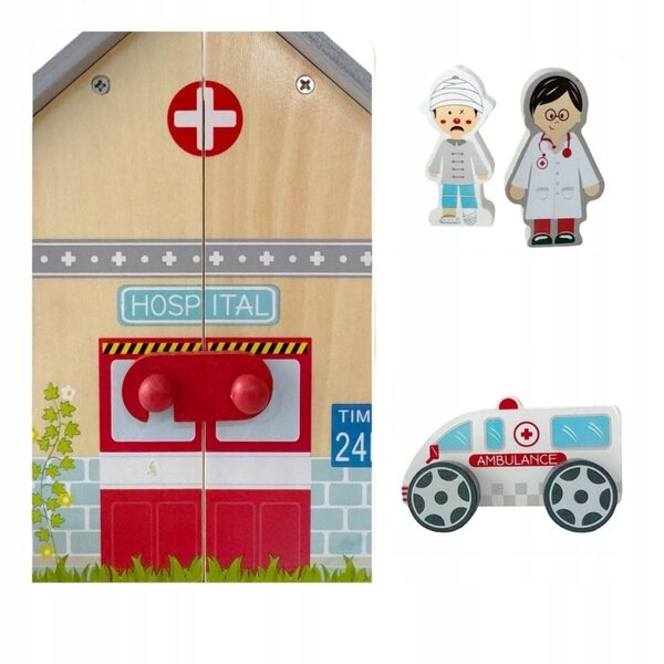 Casa delle bambole giocosa in legno 19 cm - set ospedale educativo