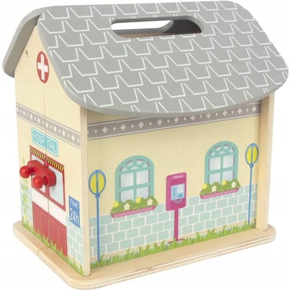 Casa delle bambole giocosa in legno 19 cm - set ospedale educativo