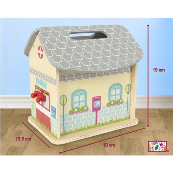 Casa delle bambole giocosa in legno 19 cm - set ospedale educativo