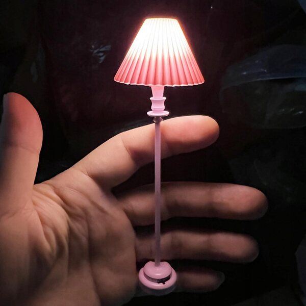 1:12 Miniatur-Stehlampe aus Metall für Vintage-Puppenhaus