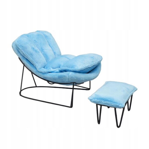 Fotel Bujany in Ferro Battuto in Scala 1:6 per Miniature, Design Vintage Blu