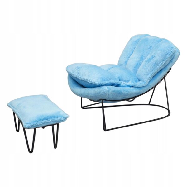 Fotel Bujany in Ferro Battuto in Scala 1:6 per Miniature, Design Vintage Blu