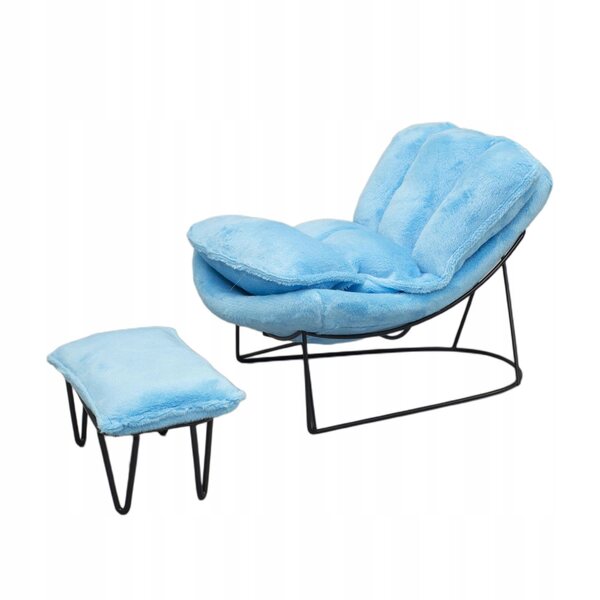 Fotel Bujany in Ferro Battuto in Scala 1:6 per Miniature, Design Vintage Blu