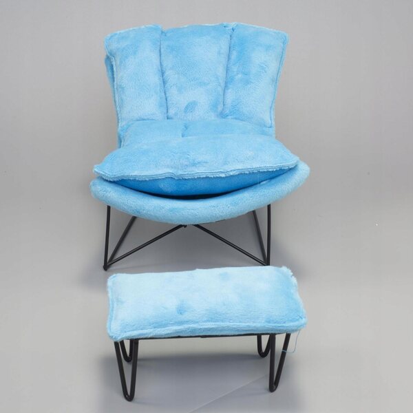 Fotel Bujany in Ferro Battuto in Scala 1:6 per Miniature, Design Vintage Blu