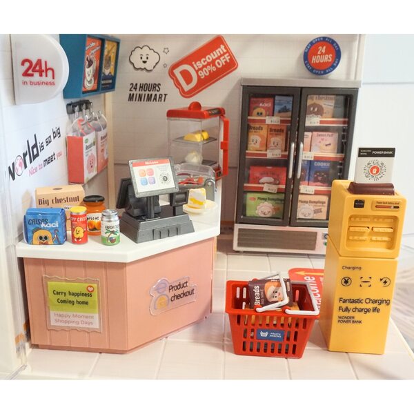 Baumarktminiatur mit LED-Leuchten und 92 Teilen – Kreativmodell MiNi HOUSE
