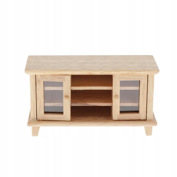 1:12 Puppenhaus Naturholz TV-Schrank Miniatur, traditionelles Design