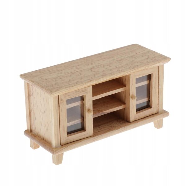 1:12 Puppenhaus Naturholz TV-Schrank Miniatur, traditionelles Design