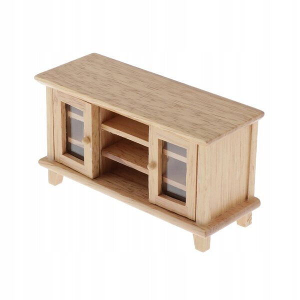 1:12 Puppenhaus Naturholz TV-Schrank Miniatur, traditionelles Design