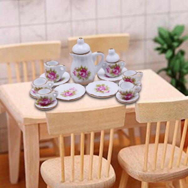 Ensemble miniature Dollhouse : Service à thé en céramique 1:12