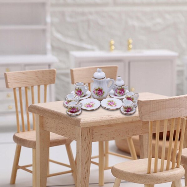 Ensemble miniature Dollhouse : Service à thé en céramique 1:12
