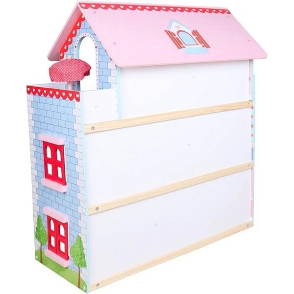 Casa delle bambole XXL in legno con LED e set di mobili, 3 piani, 71,5 cm