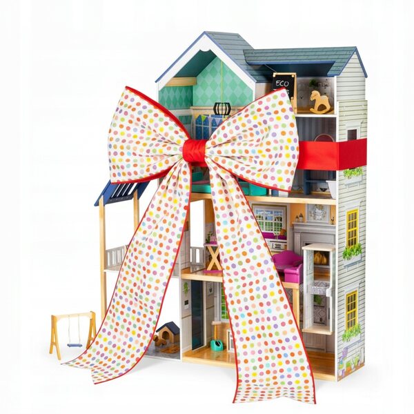 Großes XXL Puppenhaus aus Holz 138 cm mit 28 Möbeln für Kinder