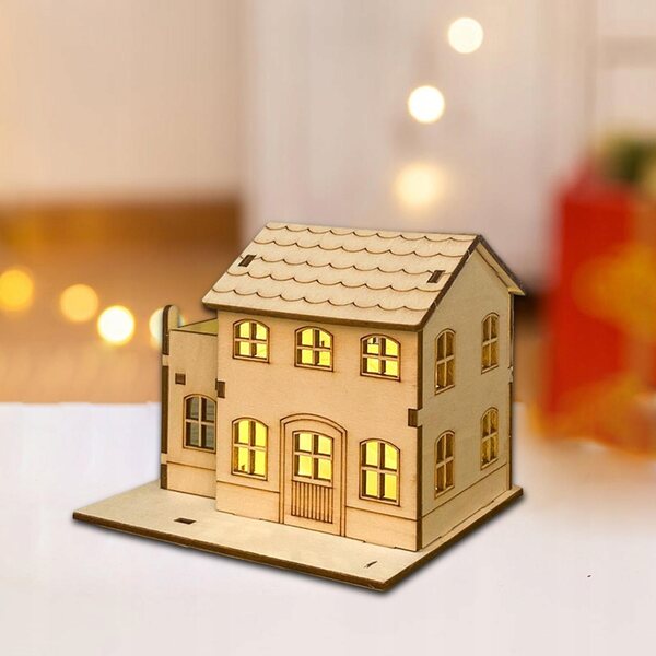 Decorazione natalizia in legno fai-da-te con luci a batteria 9,8x7,5x9,3 cm
