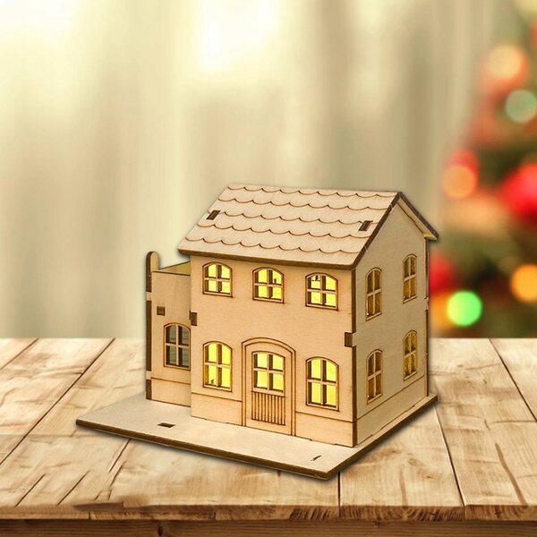 Decorazione natalizia in legno fai-da-te con luci a batteria 9,8x7,5x9,3 cm