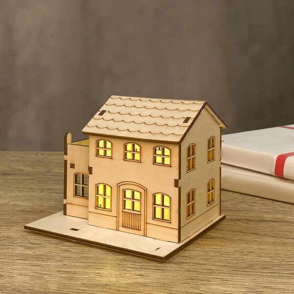 Decorazione natalizia in legno fai-da-te con luci a batteria 9,8x7,5x9,3 cm