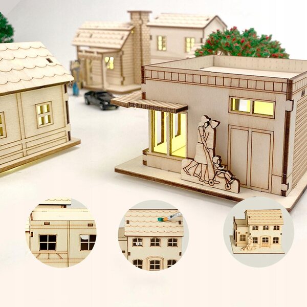 Decorazione natalizia in legno fai-da-te con luci a batteria 9,8x7,5x9,3 cm