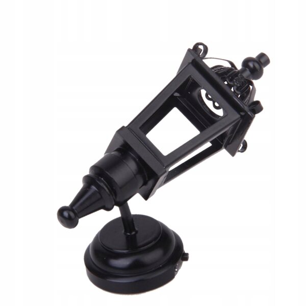 Lampe LED miniature en métal noir pour maison de poupées à l'échelle 1:12