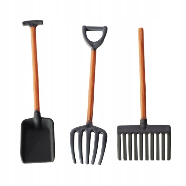 Set Mini Attrezzi da Giardinaggio per Casa delle Bambole in Resina e Legno