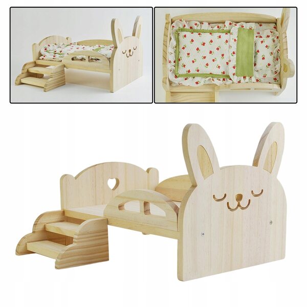 Lit miniature en bois à l'échelle 1:6 pour poupées de 30 cm, décoration maison de poupée