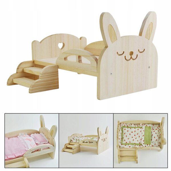 Lit miniature en bois à l'échelle 1:6 pour poupées de 30 cm, décoration maison de poupée