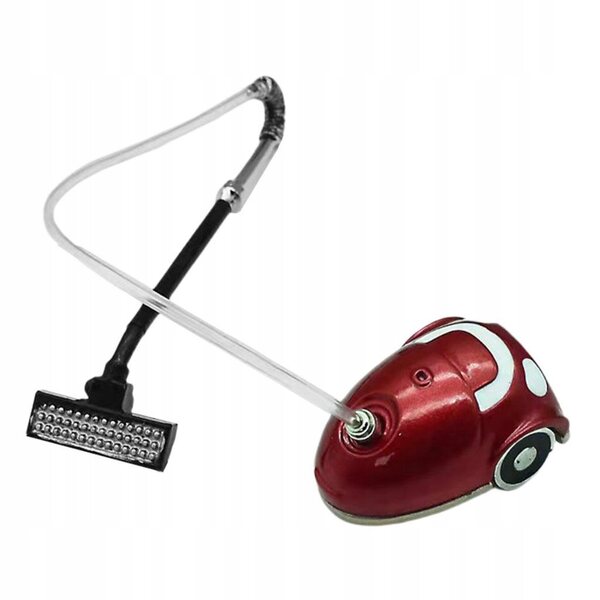 Mini aspirapolvere rosso per casa delle bambole 1:12 in legno accessorio