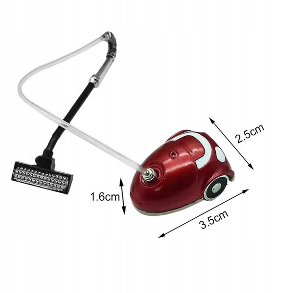 Mini aspirapolvere rosso per casa delle bambole 1:12 in legno accessorio