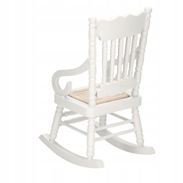 Miniatura fotel bujany legno bianco per casa delle bambole scala 1:12