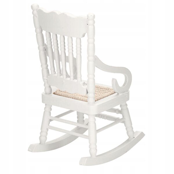 Miniatura fotel bujany legno bianco per casa delle bambole scala 1:12