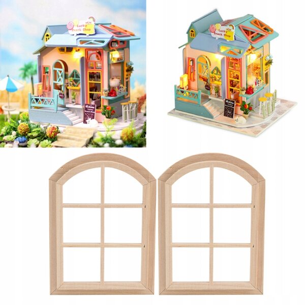 Lot de 2 fenêtres en bois 1:12 pour maisons de poupées, sûres et résistantes