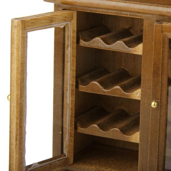 Miniatura Mobile in Legno per Casa delle Bambole 1:12 – Armadietto per Vino Noce