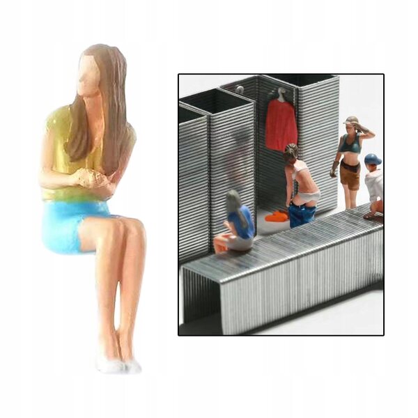 Miniatura 1:64 Ragazza Dipinta a Mano in Resina per Diorama e Modellismo