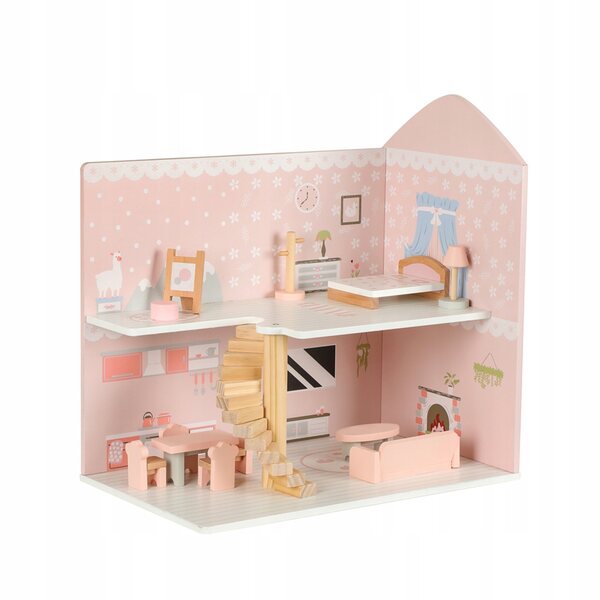 Großes Aga4Kids 48,5 cm großes Puppenhaus aus Holz mit eleganten Möbeln