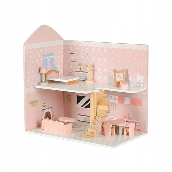 Großes Aga4Kids 48,5 cm großes Puppenhaus aus Holz mit eleganten Möbeln