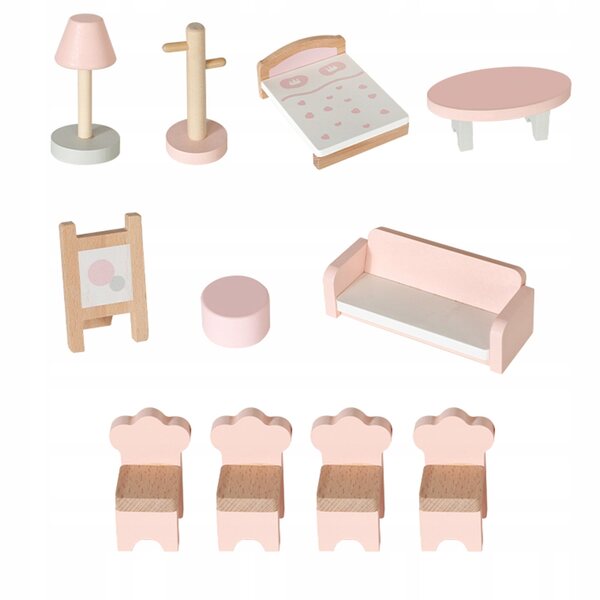 Großes Aga4Kids 48,5 cm großes Puppenhaus aus Holz mit eleganten Möbeln