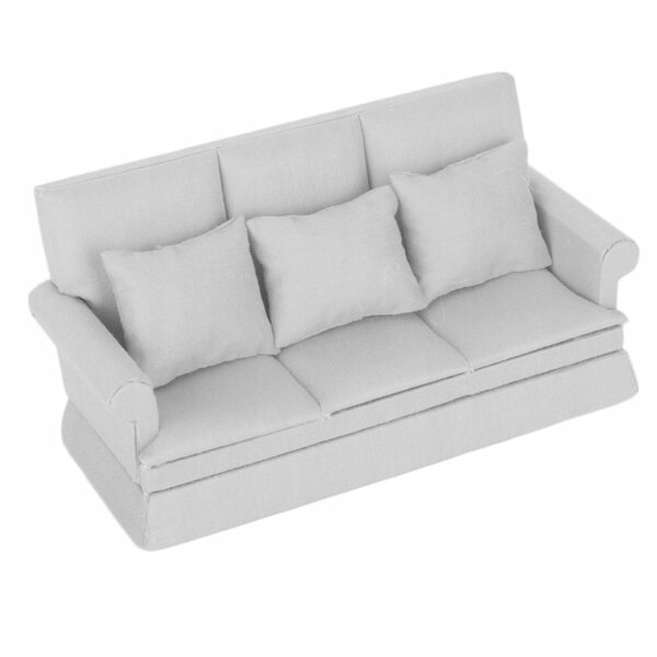 1:12 Puppenhaus Mini-Holzsofa mit 3 dekorativen Kissen