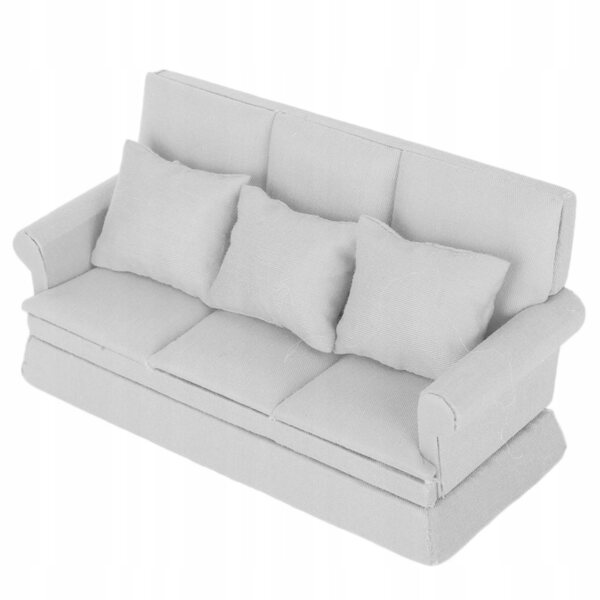 1:12 Puppenhaus Mini-Holzsofa mit 3 dekorativen Kissen